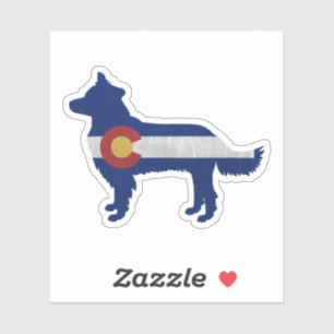 Border Collie Dog Silhouette Colorado Flag Aufkleber