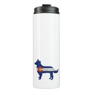 Border Collie Dog Silhouette Colorado Flag Thermosbecher