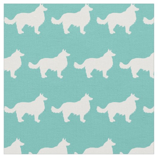Border Collie Dog Silhouette Pet Aquamarin Stoff (Nahaufnahme)