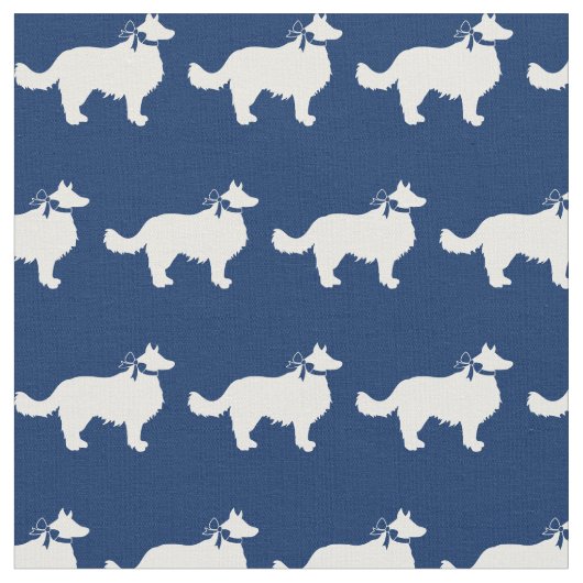 Border Collie Dog Silhouette Pet Navy Blue Stoff (Nahaufnahme)