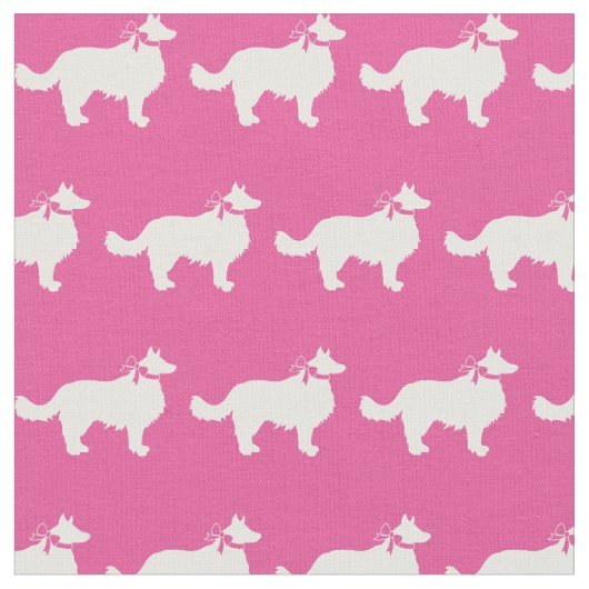 Border Collie Dog Silhouette Pet Pink Stoff (Nahaufnahme)