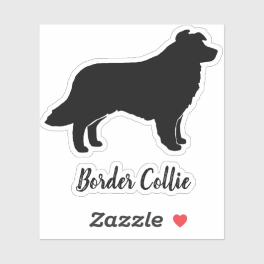 Border Collie Dog Silhouette Vinyl Sticker (Blatt)