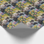 Border Collie Dog Spring Blumen Malerei Geschenkpapier (Ecke)
