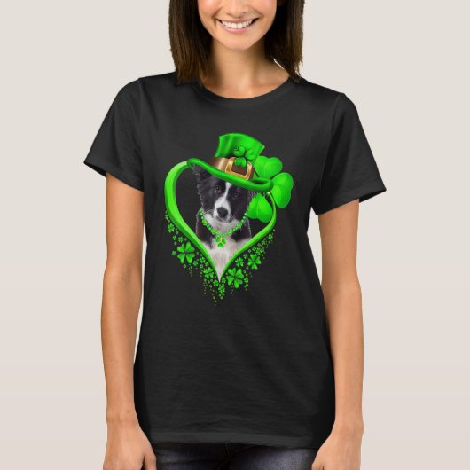 Border Collie Dog St Patricks Day Lover Irish Sham T-Shirt (Vorderseite)