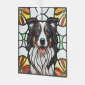 Border Collie Dog "Stached Glass" Ornament Aus Glas (Vorderseite links)