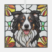 Border Collie Dog "Stached Glass" Ornament Aus Glas (Vorderseite)