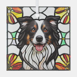 Border Collie Dog "Stached Glass" Ornament Aus Glas