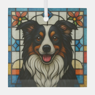 Border Collie Dog "Stached Glass" Ornament Aus Glas