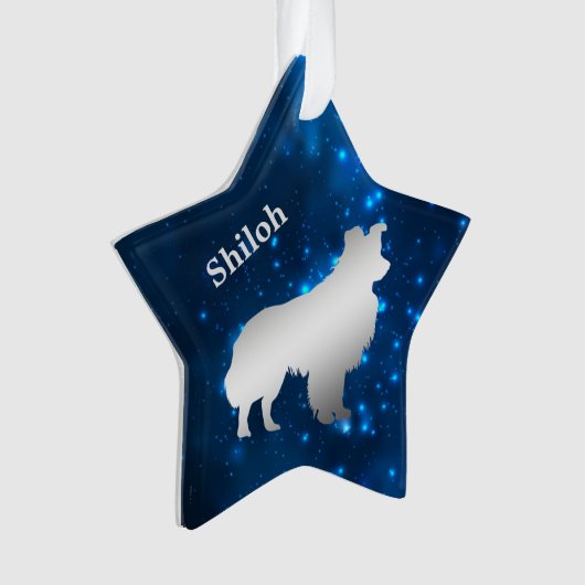 Border Collie Dog Star Personalisiert Ornament (Vorderseite)