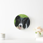 Border Collie Dog Text hinzufügen Runde Wanduhr (Zuhause)