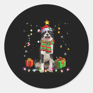 Border Collie Dog Tree Weihnachten Weihnachten Wei Runder Aufkleber