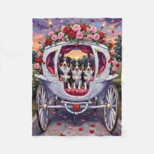Border Collie Dog Valentine's Day Fleecedecke (Vorderseite)