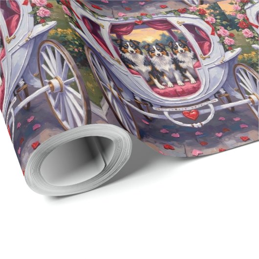 Border Collie Dog Valentine's Day Geschenkpapier (Rolleneckpunkt)