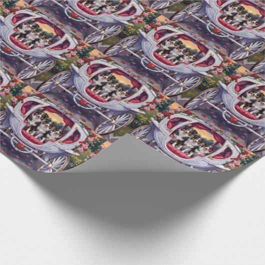 Border Collie Dog Valentine's Day Geschenkpapier (Ecke)