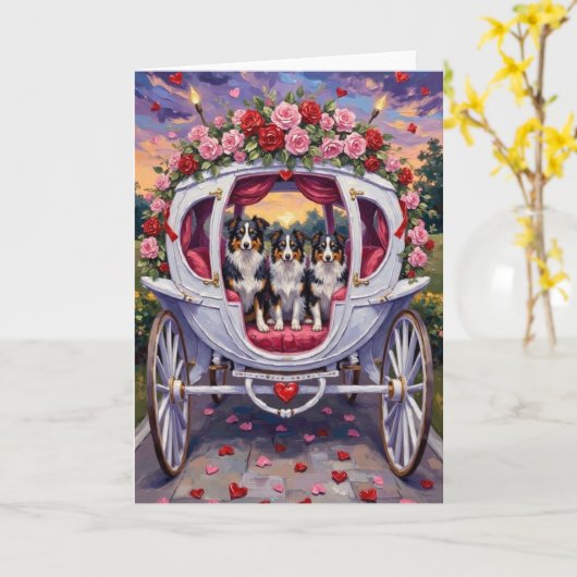 Border Collie Dog Valentine's Day Karte (Gelbe Blume)