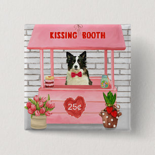 Border Collie Dog Valentine's Day Kissing Booth Button