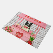 Border Collie Dog Valentine's Day Kissing Booth Fußmatte (Schrägansicht)