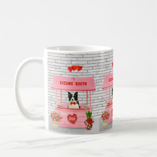 Border Collie Dog Valentine's Day Kissing Booth Kaffeetasse (Links)