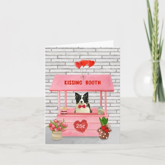 Border Collie Dog Valentine's Day Kissing Booth Karte (Vorderseite)