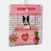 Border Collie Dog Valentine's Day Kissing Booth Keramikornament (Rechts)