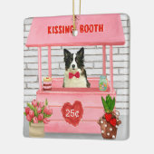 Border Collie Dog Valentine's Day Kissing Booth Keramikornament (Links)