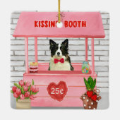 Border Collie Dog Valentine's Day Kissing Booth Keramikornament (Rückseite)