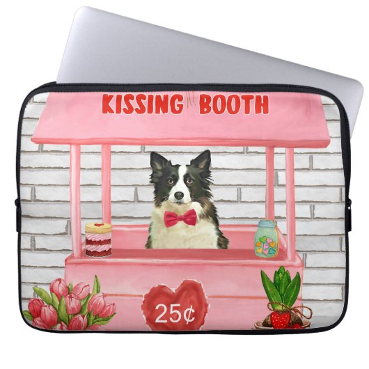 Border Collie Dog Valentine's Day Kissing Booth Laptopschutzhülle (Vorderseite)