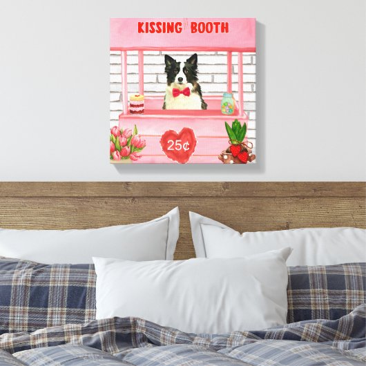 Border Collie Dog Valentine's Day Kissing Booth Leinwanddruck (Insitu (Schlafzimmer))