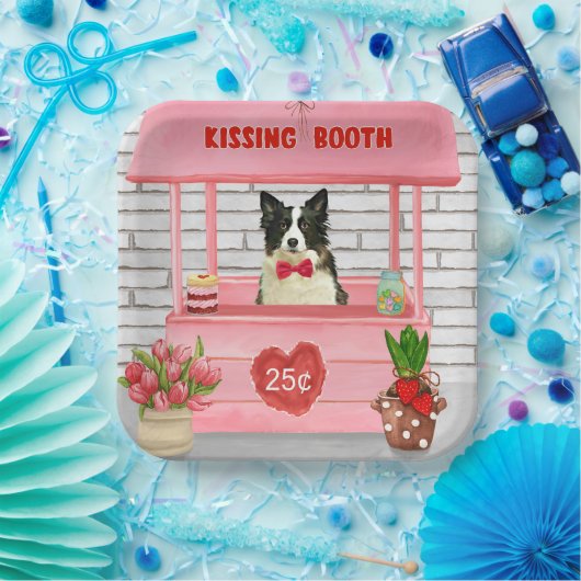 Border Collie Dog Valentine's Day Kissing Booth Pappteller (Party)