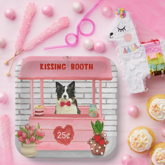 Border Collie Dog Valentine's Day Kissing Booth Pappteller (Party)