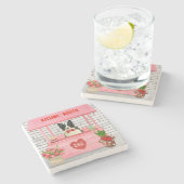 Border Collie Dog Valentine's Day Kissing Booth Steinuntersetzer (Seitenansicht)