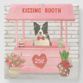 Border Collie Dog Valentine's Day Kissing Booth Steinuntersetzer (Vorderseite)