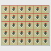 Border Collie Dog w Christmas Weihnachtsmannmütze Geschenkpapier (Flach)