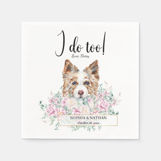Border Collie Dog Wedding Cocktail Napkins Serviette (Vorderseite)