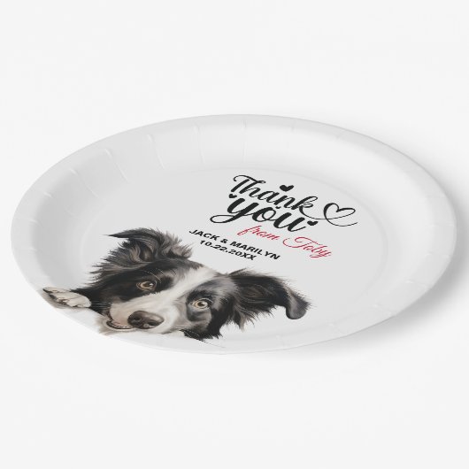 Border Collie Dog Wedding Cocktail Pappteller (Schrägansicht)