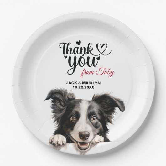 Border Collie Dog Wedding Cocktail Pappteller (Vorderseite)
