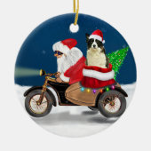 Border Collie Dog Weihnachtsmann Keramik Ornament (Vorne)