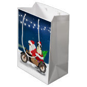 Border Collie Dog Weihnachtsmann Mittlere Geschenktüte (Rückseite Schrägansicht)