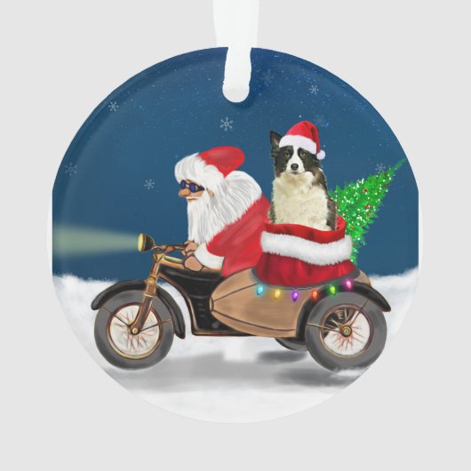 Border Collie Dog Weihnachtsmann Ornament (Rückseite)