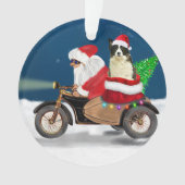 Border Collie Dog Weihnachtsmann Ornament (Vorderseite)