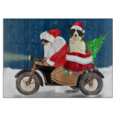 Border Collie Dog Weihnachtsmann Schneidebrett (Vorderseite)