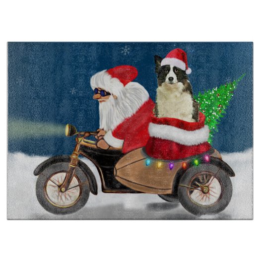 Border Collie Dog Weihnachtsmann Schneidebrett (Vorderseite)