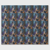 Border Collie Dog Whimsical Halloween Malerei Geschenkpapier (Flach)