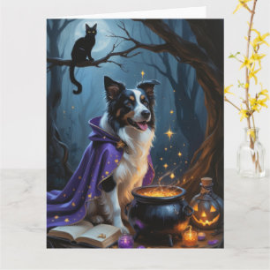Border Collie Dog Whimsical Halloween Malerei Karte