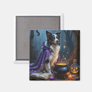 Border Collie Dog Whimsical Halloween Malerei Magnet