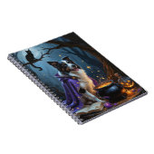 Border Collie Dog Whimsical Halloween Malerei Notizblock (Rechte Seite)