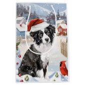 Border Collie Dog Winter Wunderland Weihnachtsfreu Mittlere Geschenktüte (Vorderseite)