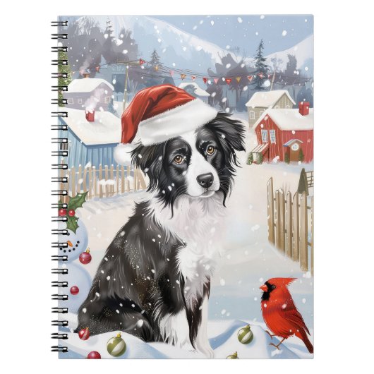 Border Collie Dog Winter Wunderland Weihnachtsfreu Notizblock (Vorderseite)