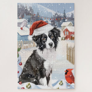 Border Collie Dog Winter Wunderland Weihnachtsfreu Puzzle