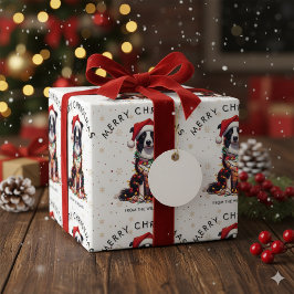 Border Collie Dog Wrapped In Christmas Light Geschenkpapier